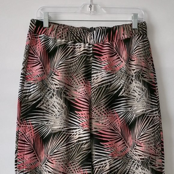 White House Black Market Womens Multicolor Wide Leg Floral Croped pants Size 10 - Picture 3 of 7